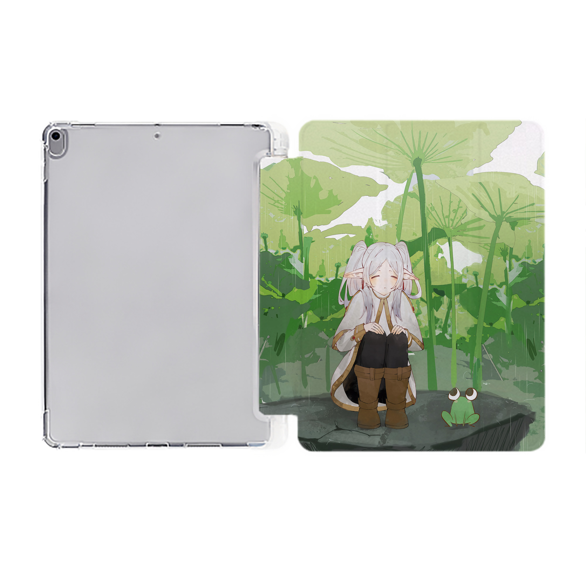 （画像用） 葬送のフリーレン Frieren IPad ケース ペン収納付き 三つ折りスタンド PUレザー×シリコン 対応機種9.5/10.5/10.9インチ